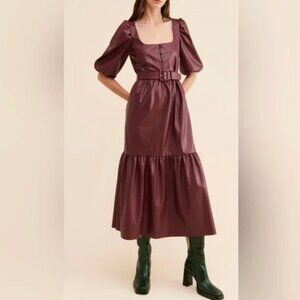 HUTCH Vegan Leather Midi Dress Size XS